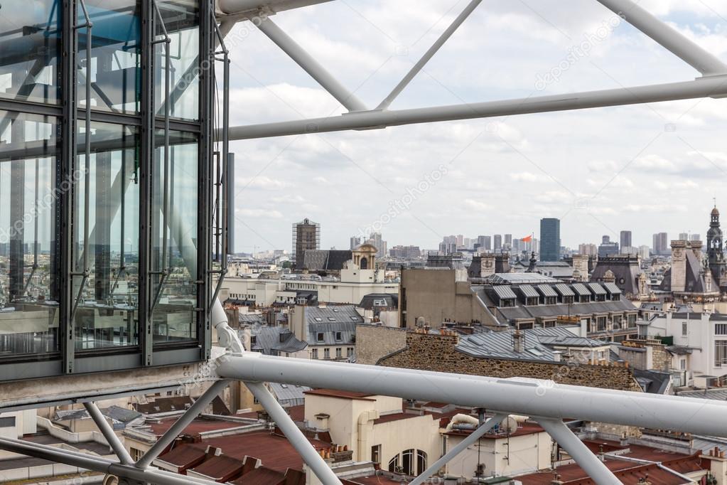 Aerial view of Paris from roof terrace of Centre Pompidou