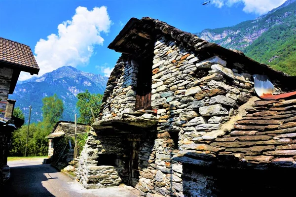 Street Falu Frasco Valle Verzasca Ticino Svájc — Stock Fotó