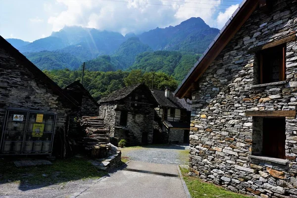 Falu Központja Frasco Verzasca Völgy Ticino Svájc — Stock Fotó