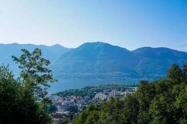 Orselina, Ticino İsviçre 'den Locarno üzerinde panoramik manzara