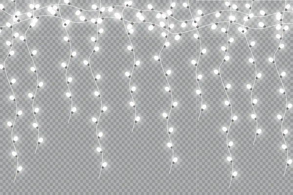 Luces Navidad Brillantes Aislados Elementos Diseño Realistas Guirnaldas Decoraciones Navideñas — Vector de stock