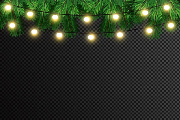 Luces Navideñas Aisladas Elementos Diseño Realistas Luces Brillantes Para Navidad — Vector de stock