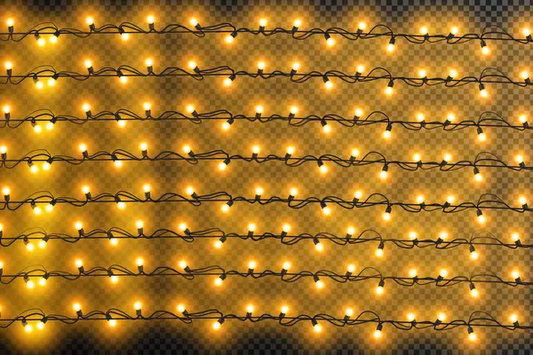 Lumières Noël Isolées Éléments Conception Réalistes Lumières Lumineuses Pour Noël — Image vectorielle