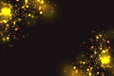 Altın parçacıklar. Parlak sarı bokeh daireler soyut altın lüks arka plan