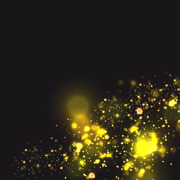 黄金の粒子 黄色のボケの円を輝く抽象的な金の贅沢背景 — ストックベクタ