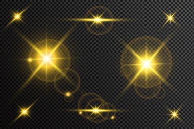 Parlak ışık efektli soyut çizgiler. Özel ışık efekti. Şeffaf arkaplanda parlak çizgiler. Çizgi vektörü.