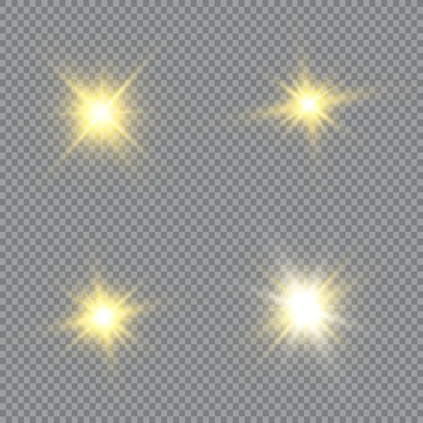Vektorová Ilustrace Abstraktních Světelných Paprsků Soubor Hvězd Světla Záře Paprsky — Stockový vektor