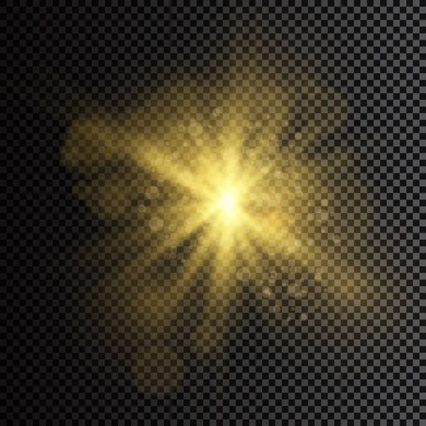 Luz Brillante Del Sol Luz Solar Transparente Efecto Luz Destello — Vector de stock