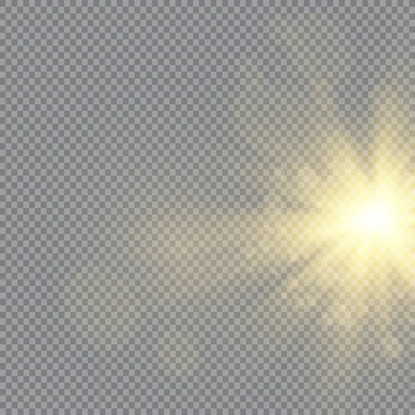 Het Heldere Licht Van Zon Transparant Zonlicht Voorste Zonnevlam — Stockvector
