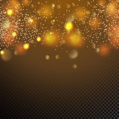 Altın parçacıklar. Parlak sarı bokeh daireler soyut altın lüks arka plan.