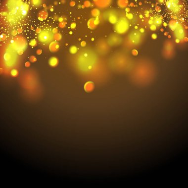 Altın parçacıklar. Parlak sarı bokeh daireler soyut altın lüks arka plan.