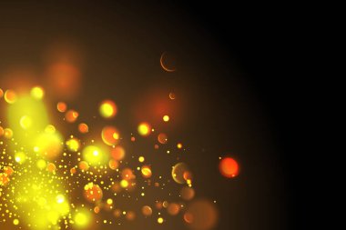 Altın parçacıklar. Parlak sarı bokeh daireler soyut altın lüks arka plan.