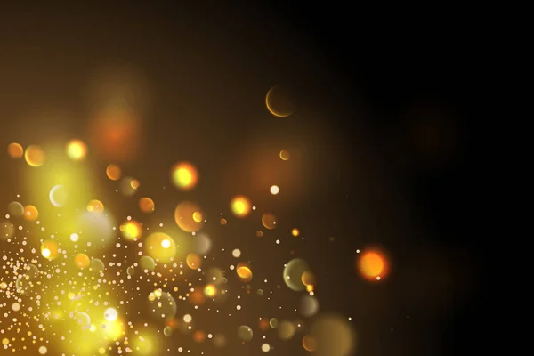 Золоті Частки Світло Жовті Кола Боке Абстрактний Золотий Розкішний Фон — стоковий вектор