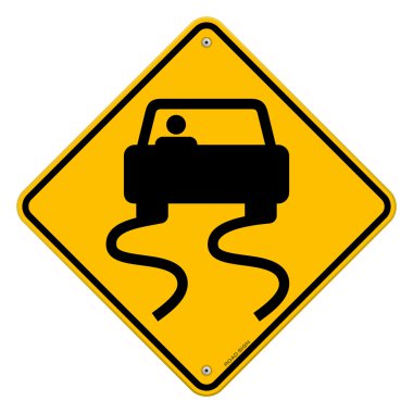 Sarı ıslak yol işareti