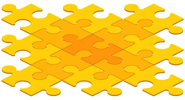 Взаимосвязанные Yellow Puzzle Pieces on White — стоковый вектор