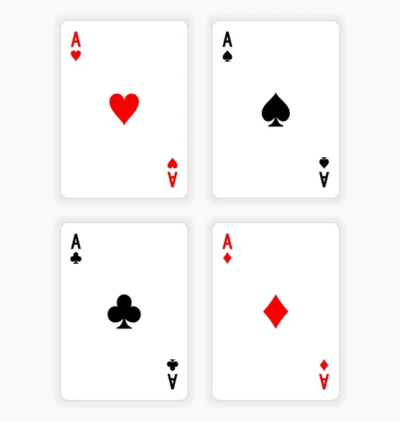 Čtyři esa hrací karty na bílém pozadí — Stockový vektor