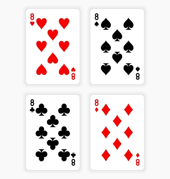 Jugando a las cartas mostrando ocho de cada palo — Vector de stock