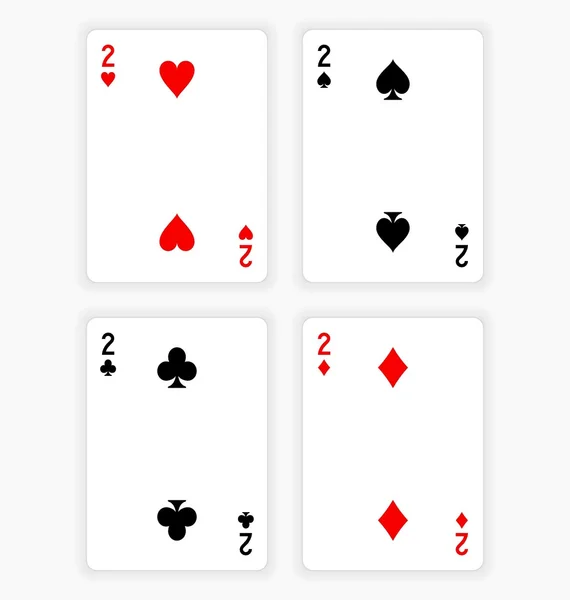Speelkaarten tweeën van elke kleur tonen — Stockvector