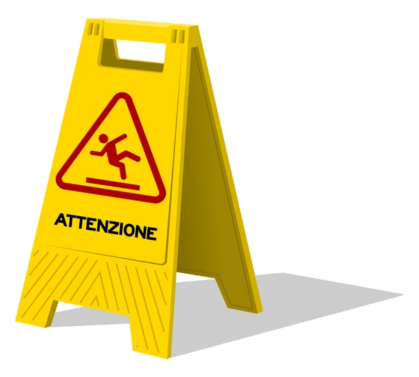 Attenzione two panel yellow sign — Stock Vector