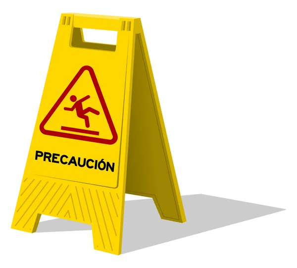 Precaucion caution two panel yellow sign — Stock Vector