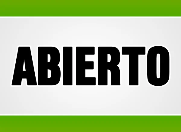 白と緑の Abierto サイン — ストックベクタ