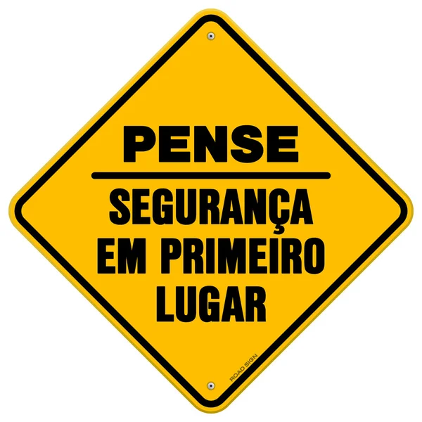 Aislado pense seguranca em primeiro lugar sign — Vector de stock