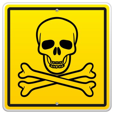 Skull and crossbones in square sign clipart
