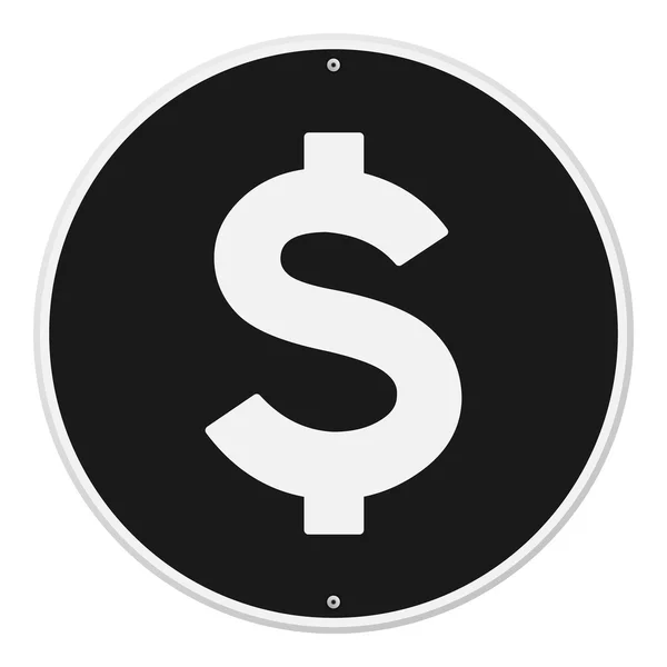 Round black sign with dollar symbol — Stock Vector