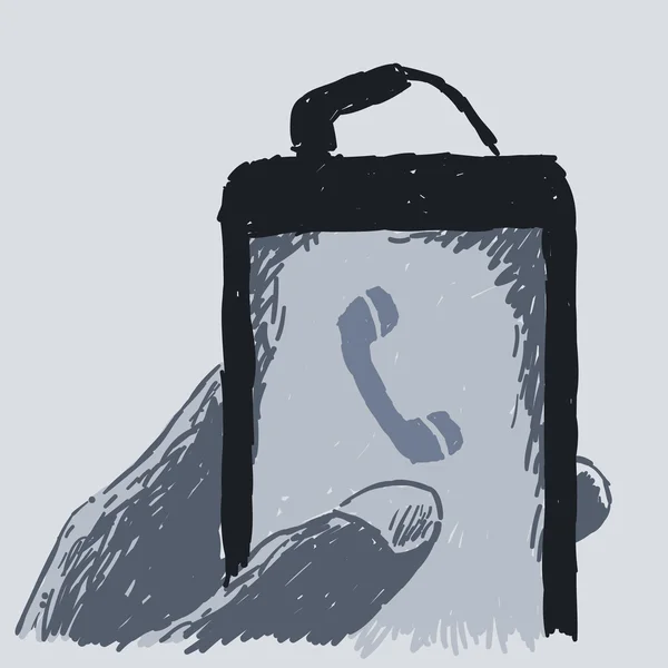 Thumb touching phone display — Stock Vector