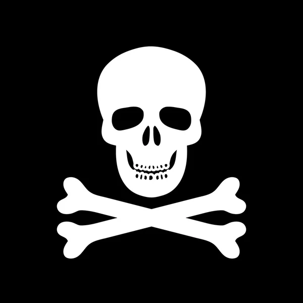 Skull and crossbones over zwart — Stockvector