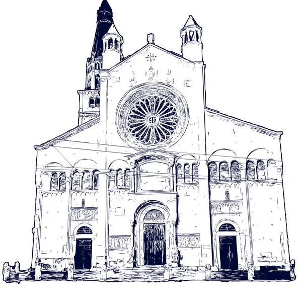 Julkisivu Modena Katolinen Katedraali Kirkko Kupoli — kuvapankkivalokuva