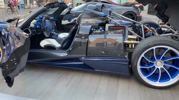 2021 Modena Włochy Motor Valley Samochody Exibition Pagani Huarya Tricolore — Wideo stockowe