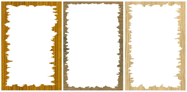 Set from three photo frames with wooden texture — Stock Photo, Image