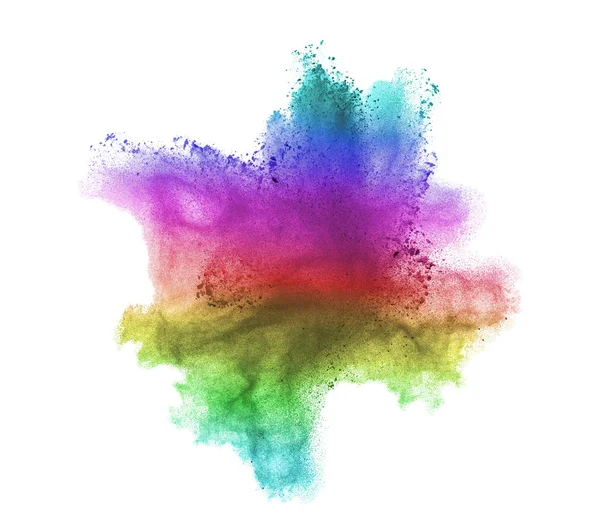 Gradient colorful powder splash isolated on white background. — Stock Photo, Image