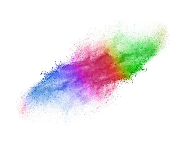 Gradient colorful powder splash isolated on white background. — Stock Photo, Image