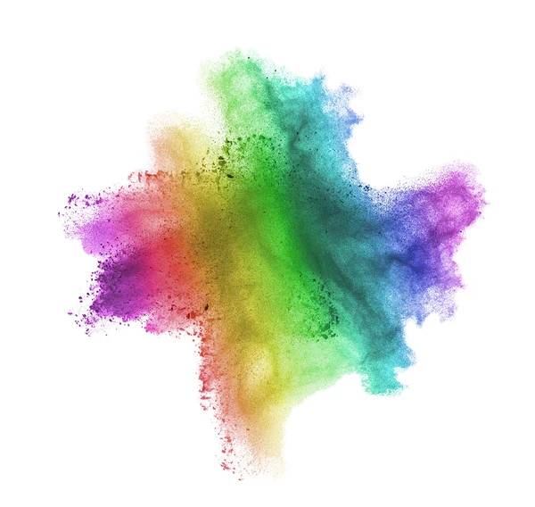 Gradient colorful powder splash isolated on white background — Stock Photo, Image