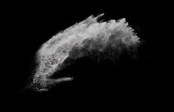 Esplosione di polvere bianca isolata su sfondo nero — Foto Stock