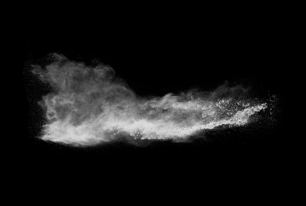 White powder explosion isolated on black background — Stock Photo, Image