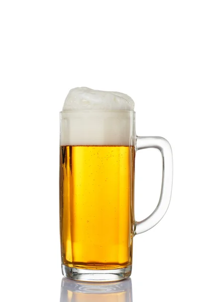 Frosty glass of light beer set isolated on a white background — Stock Photo, Image