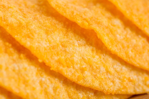 Detalj av stekt potatis chips på nära håll — Stockfoto