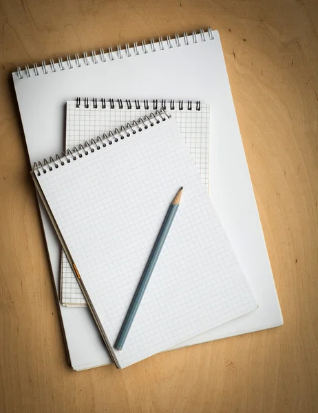 Notebook with pencile on a wooden — Stock Photo, Image