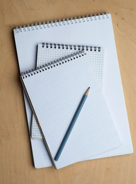 Notebook with pencile on a wooden — Stock Photo, Image