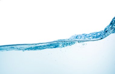 Su ve hava kabarcıkları beyaz üzerinde