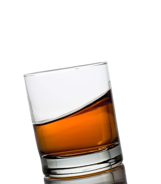 Isolated shots of whiskey with splash on white — Stock Photo, Image