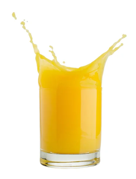 Orangensaft spritzt isoliert auf Weiß — Stockfoto