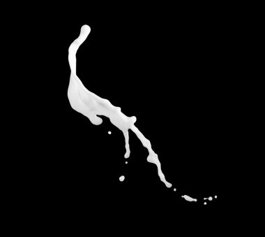 süt toplama, siyah arka plan üzerine izole su sıçramalarına.