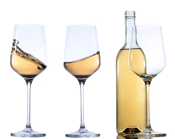 Insieme di vetro con vino su fondo bianco. — Foto Stock