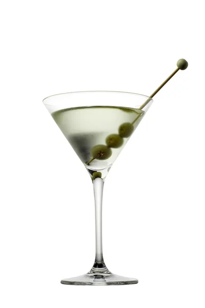 Martini glass with olive isolated  on white — Stock Photo, Image