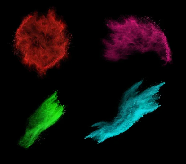 Заморожування руху кольорового набору пилу вибуху ізольовано на — стокове фото