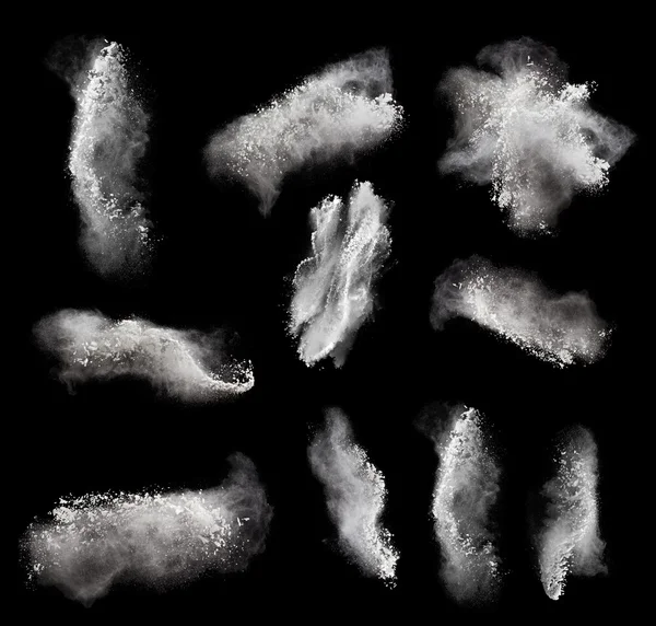 Abstract design of white powder cloud against black — Stock Photo, Image